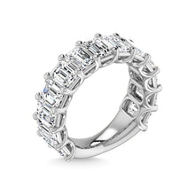 14K White Gold Diamond 4 3/4 Ct.Tw. Emerald Shape Three Forth way Wedding Band