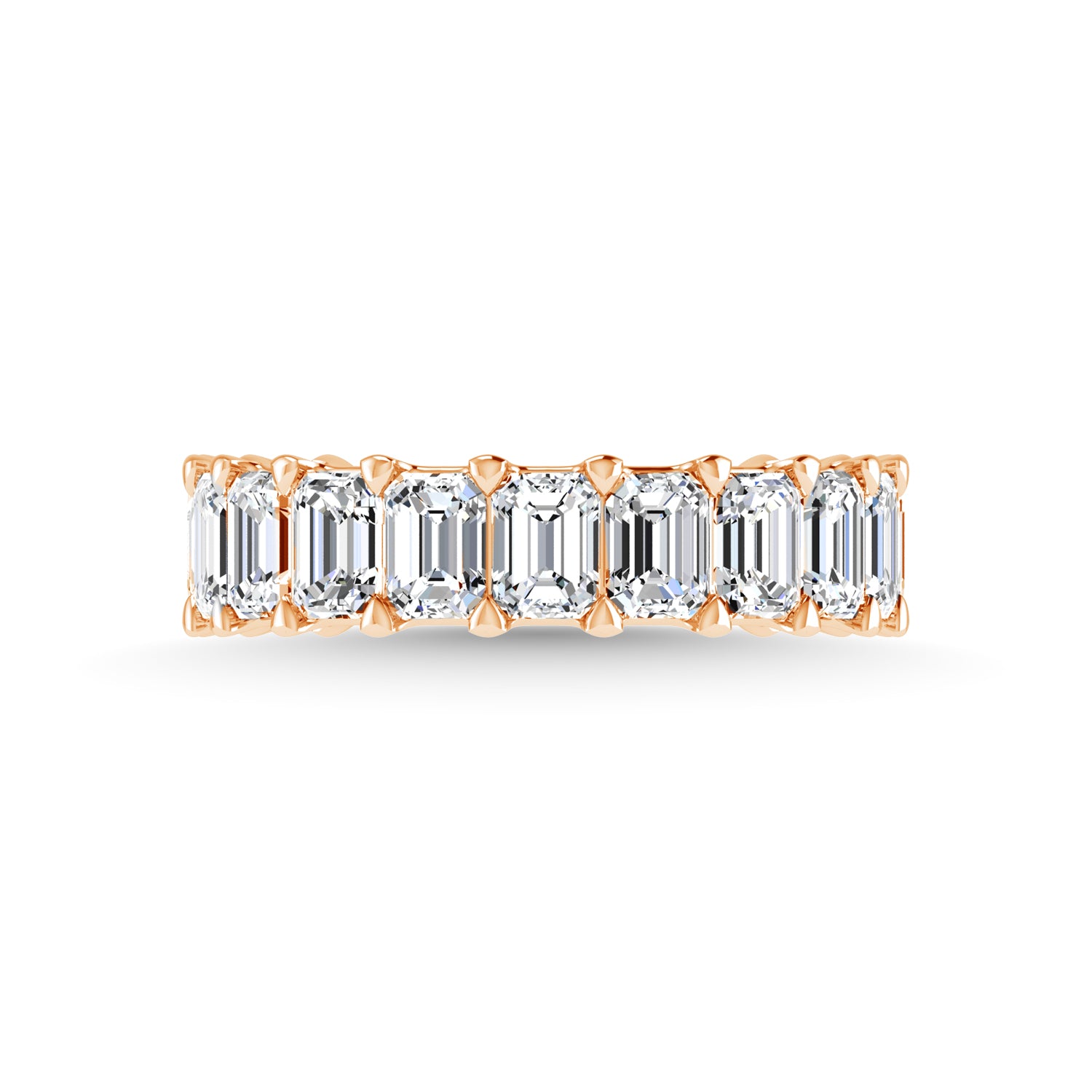14K White Gold Diamond 4 3/4 Ct.Tw. Emerald Shape Three Forth way Wedding Band