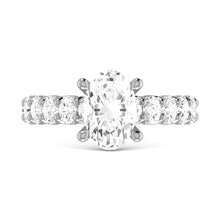 14K White Gold Diamond 1 3/4 Ct.Tw. Oval Shape Three Forth way Engagement Ring (Center 1.5 ctw)