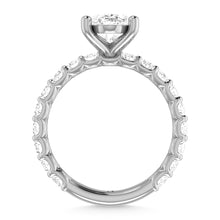 14K White Gold Diamond 1 3/4 Ct.Tw. Oval Shape Three Forth way Engagement Ring (Center 1.5 ctw)