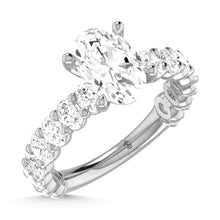 14K White Gold Diamond 2 3/8 Ct.Tw. Oval Shape Three Forth way Engagement Ring (Center 2 ctw)