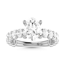 14K White Gold Diamond 2 3/8 Ct.Tw. Oval Shape Three Forth way Engagement Ring (Center 2 ctw)