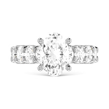 14K White Gold Diamond 2 3/4 Ct.Tw. Oval Shape Three Forth way Engagement Ring (Center 3 ctw)