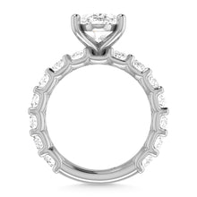 14K White Gold Diamond 2 3/4 Ct.Tw. Oval Shape Three Forth way Engagement Ring (Center 3 ctw)