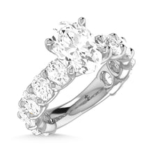 14K White Gold Diamond 3 7/8 Ct.Tw. Oval Shape Three Forth way Engagement Ring (Center 3 ctw)