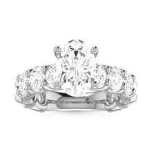 14K White Gold Diamond 3 7/8 Ct.Tw. Oval Shape Three Forth way Engagement Ring (Center 3 ctw)
