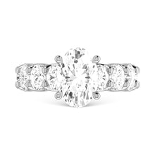 14K White Gold Diamond 3 7/8 Ct.Tw. Oval Shape Three Forth way Engagement Ring (Center 3 ctw)