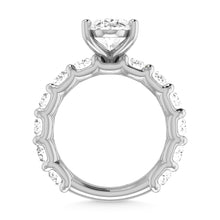 14K White Gold Diamond 3 7/8 Ct.Tw. Oval Shape Three Forth way Engagement Ring (Center 3 ctw)