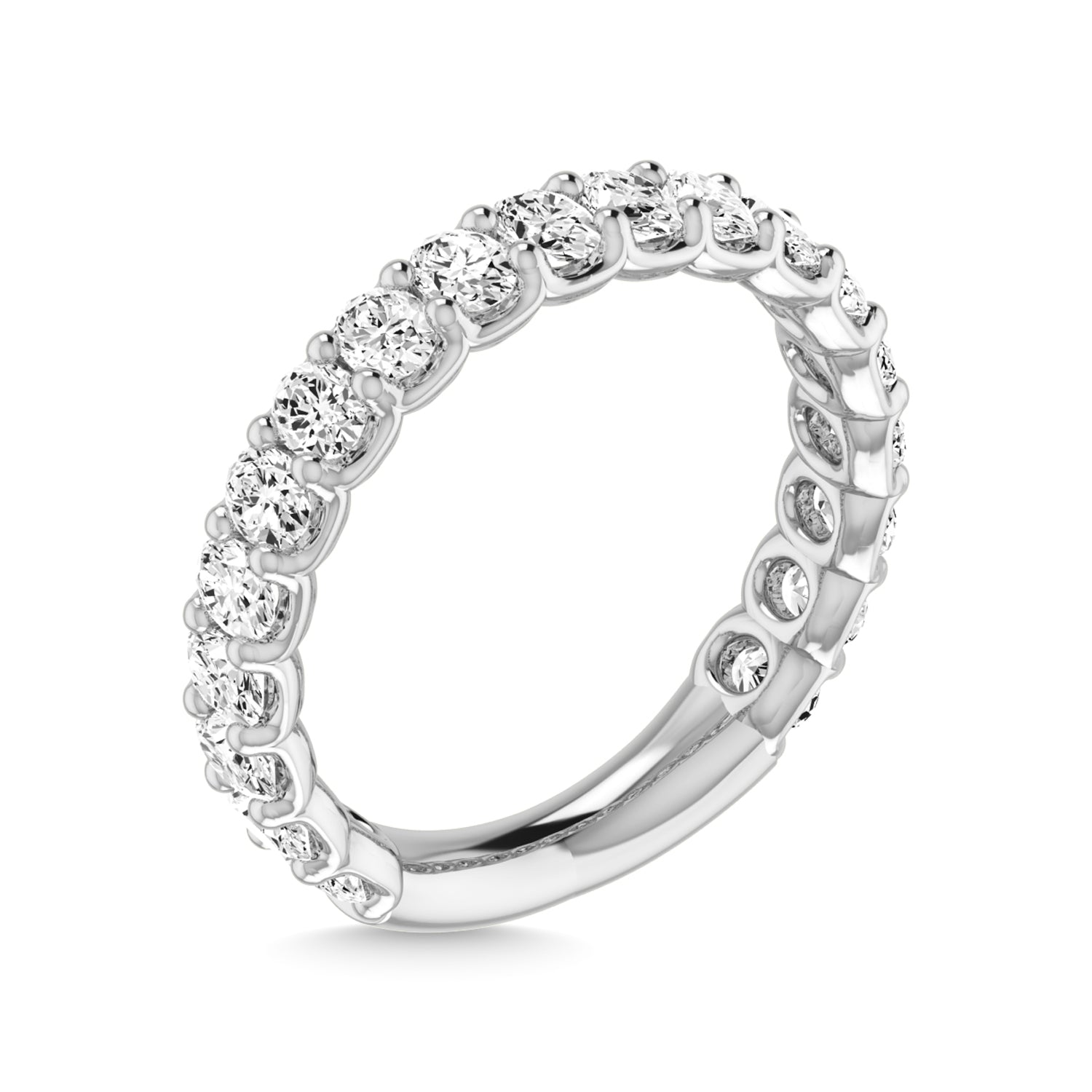 14K White Gold Diamond 1 7/8 Ct.Tw. Oval Shape Three Forth way Wedding Band