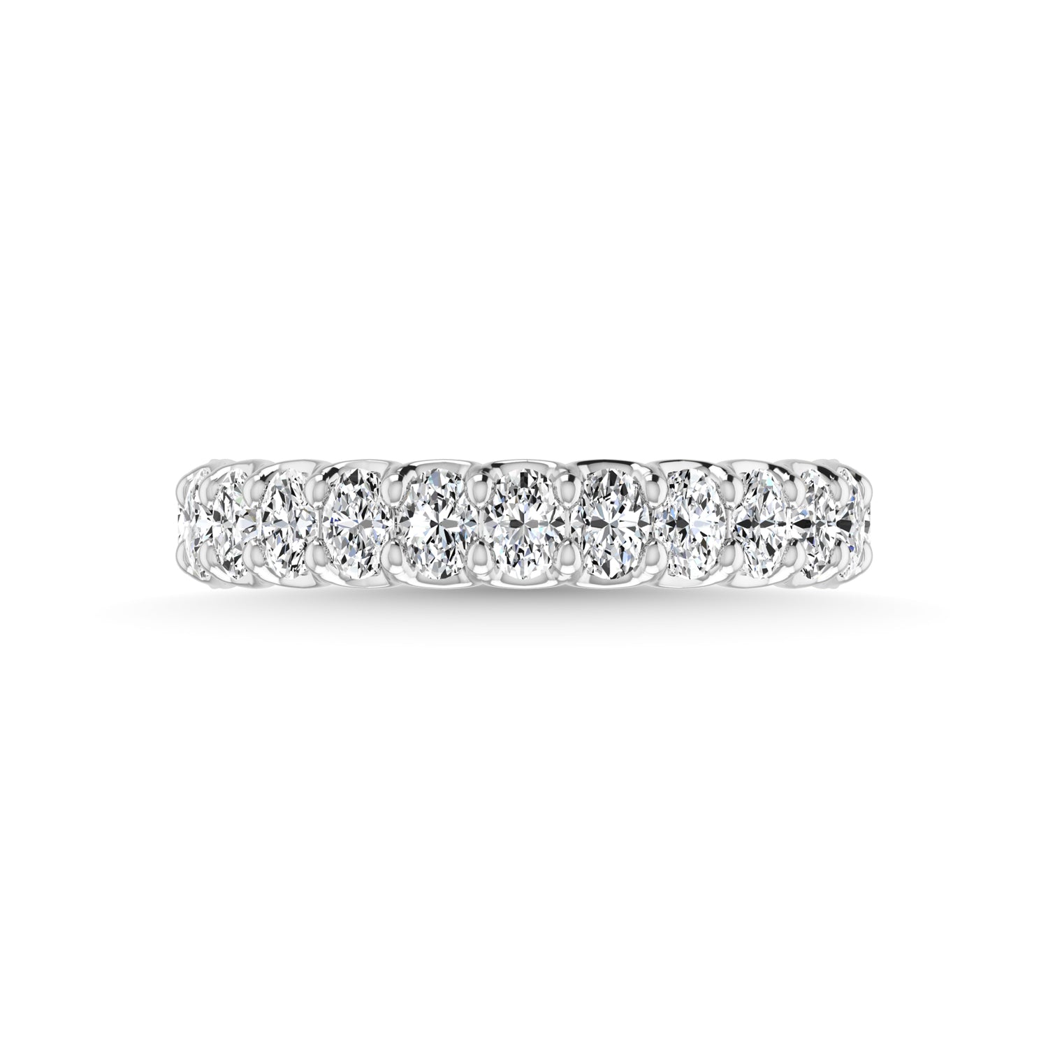 14K White Gold Diamond 1 7/8 Ct.Tw. Oval Shape Three Forth way Wedding Band