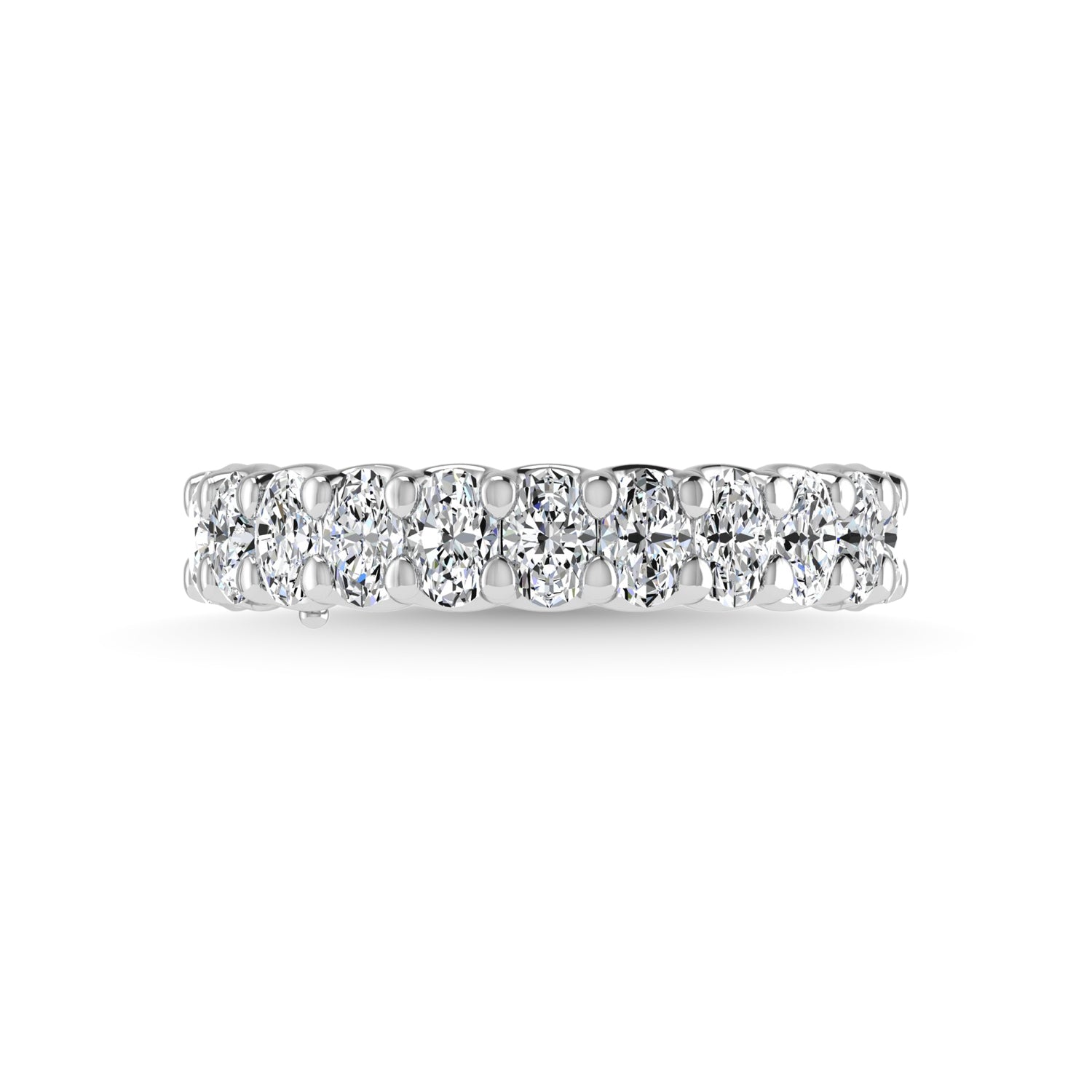 14K White Gold Diamond 2 1/2 Ct.Tw. Oval Shape Three Forth way Wedding Band