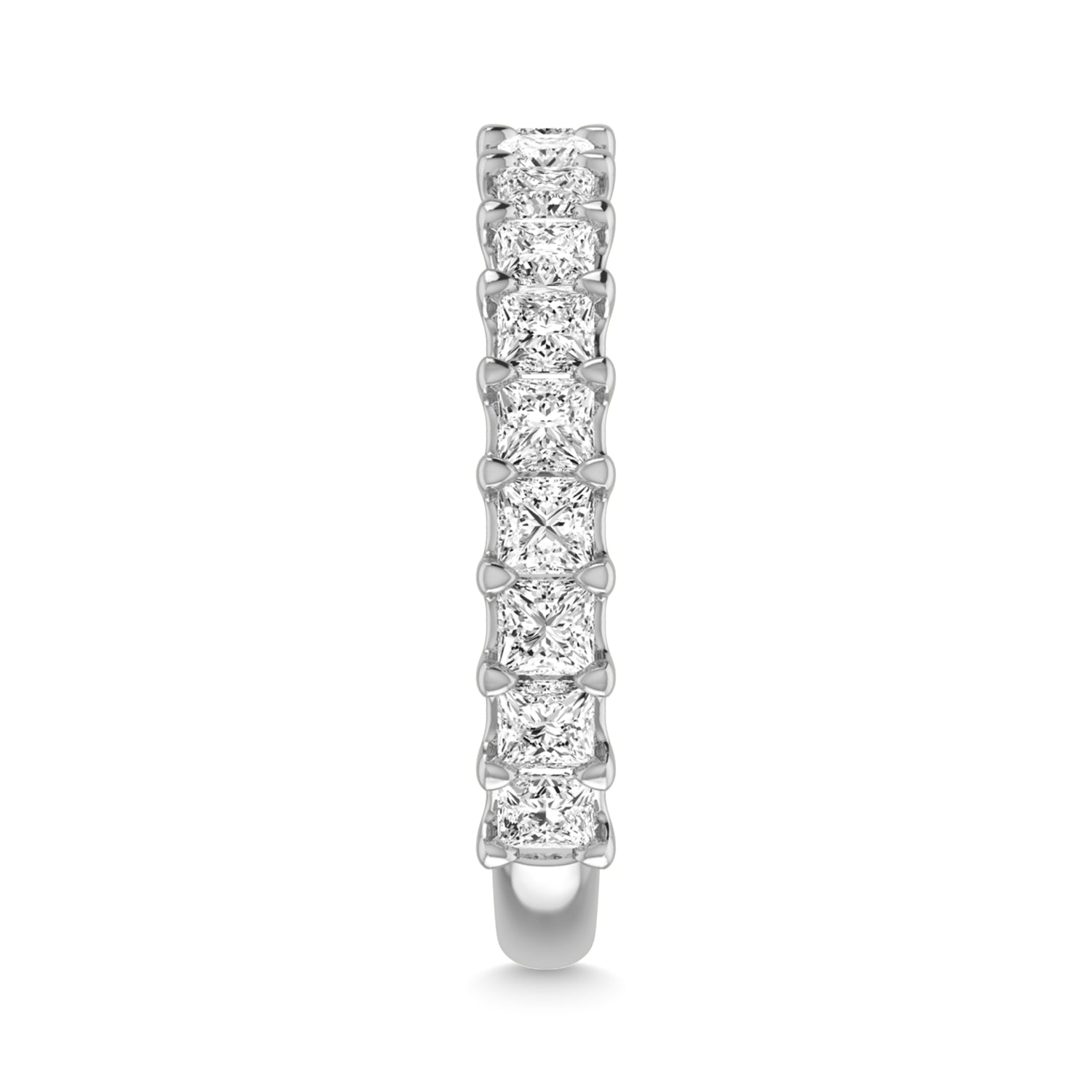 14K White Gold Diamond 1 7/8 Ct.Tw. Princess Shape Three Forth way Wedding Band