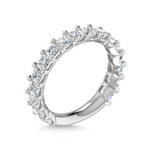 14K White Gold Diamond 3 3/8 Ct.Tw. Princess Shape Three Forth way Wedding Band