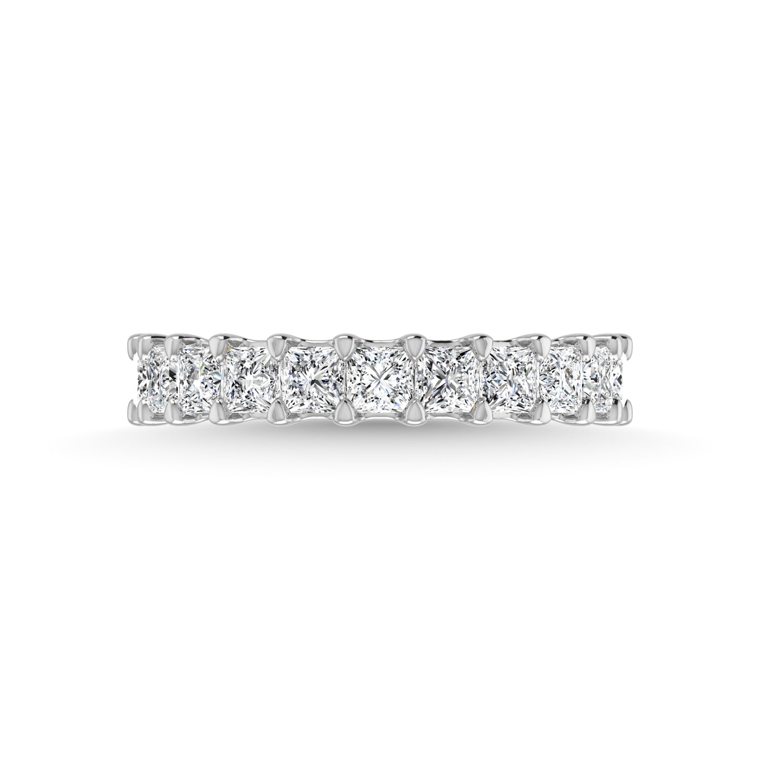 14K White Gold Diamond 3 3/8 Ct.Tw. Princess Shape Three Forth way Wedding Band