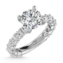 14K White Gold Diamond 3/4 Ct.Tw. Round Shape Three Fourth Way Semi Engagement Ring (1.5ct center)