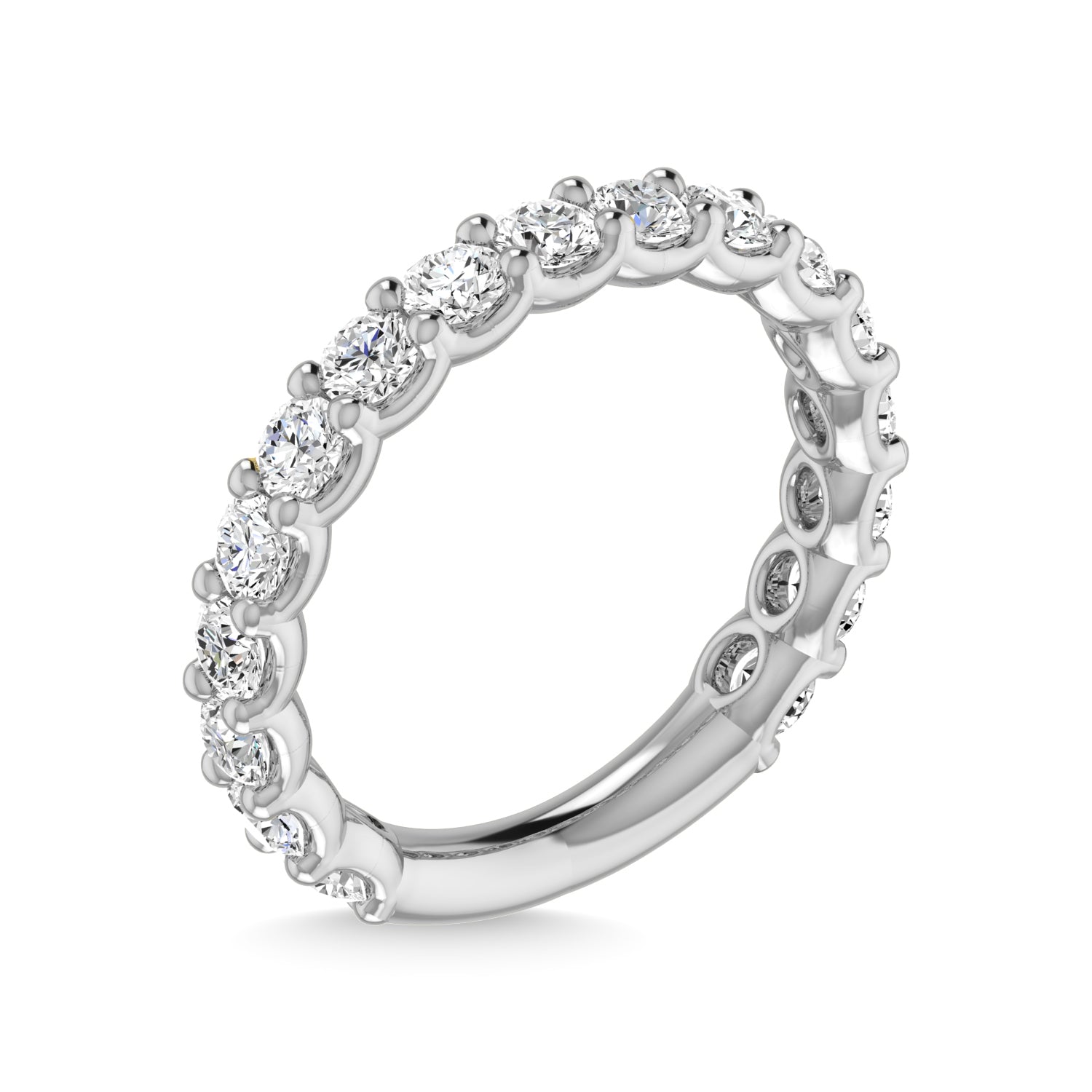 14K White Gold Diamond 1 1/3 Ct.Tw. Round Shape Three Fourth Way Wedding Band