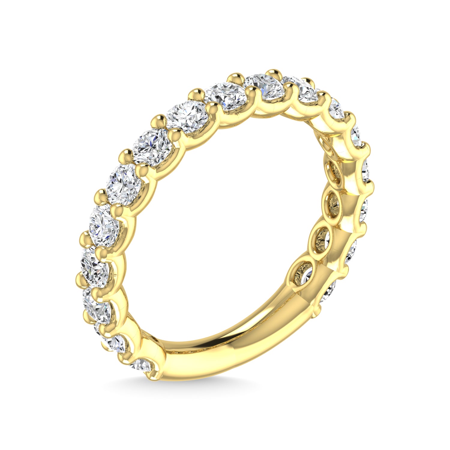 14K White Gold Diamond 1 3/4 Ct.Tw. Round Shape Three Forth Way wedding Band (size 6.5)