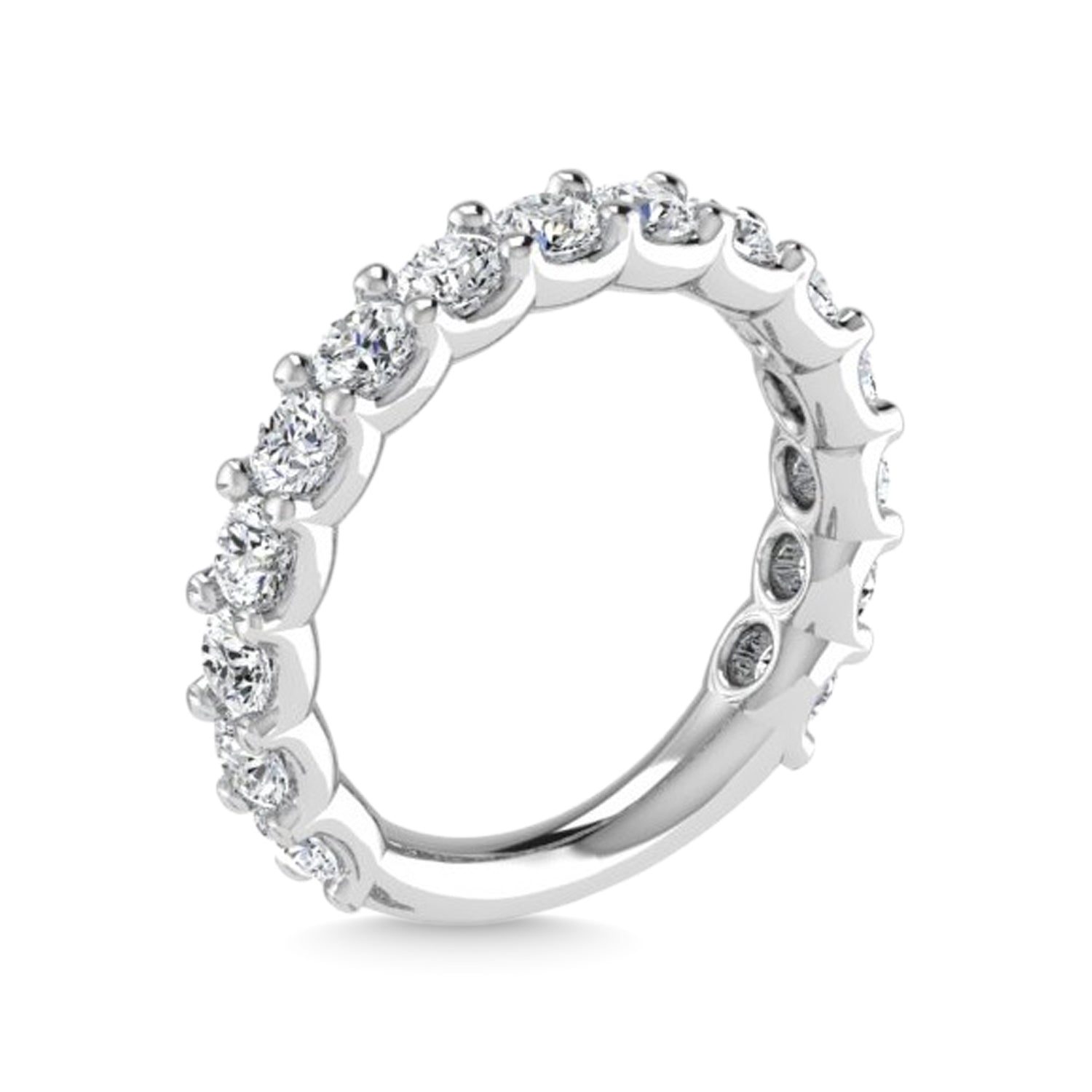 14K White Gold Diamond 2 1/4 Ct.Tw. Round Shape Three Fourth Wedding Band