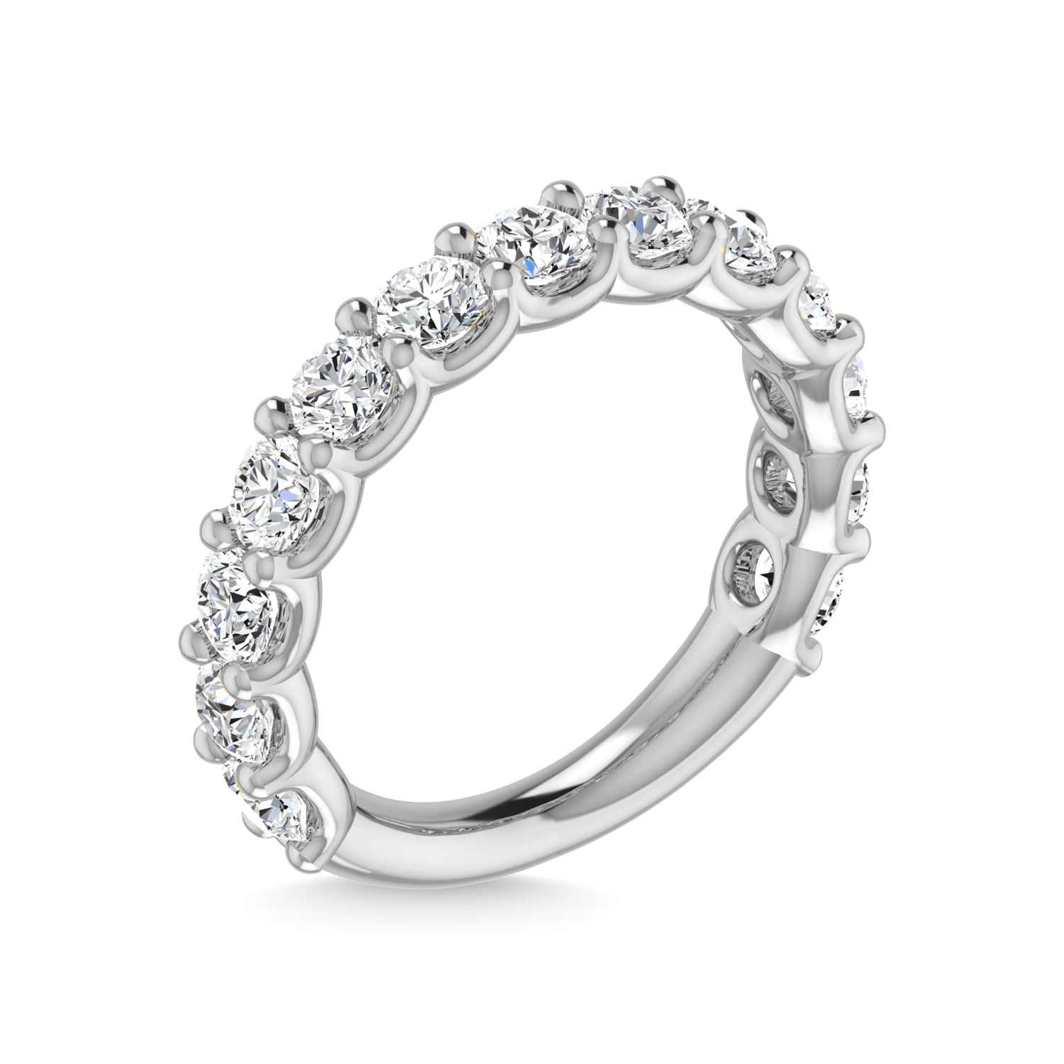 14K White Gold Diamond 2 5/8 Ct.Tw. Round Shape Three Fourth Wedding Band