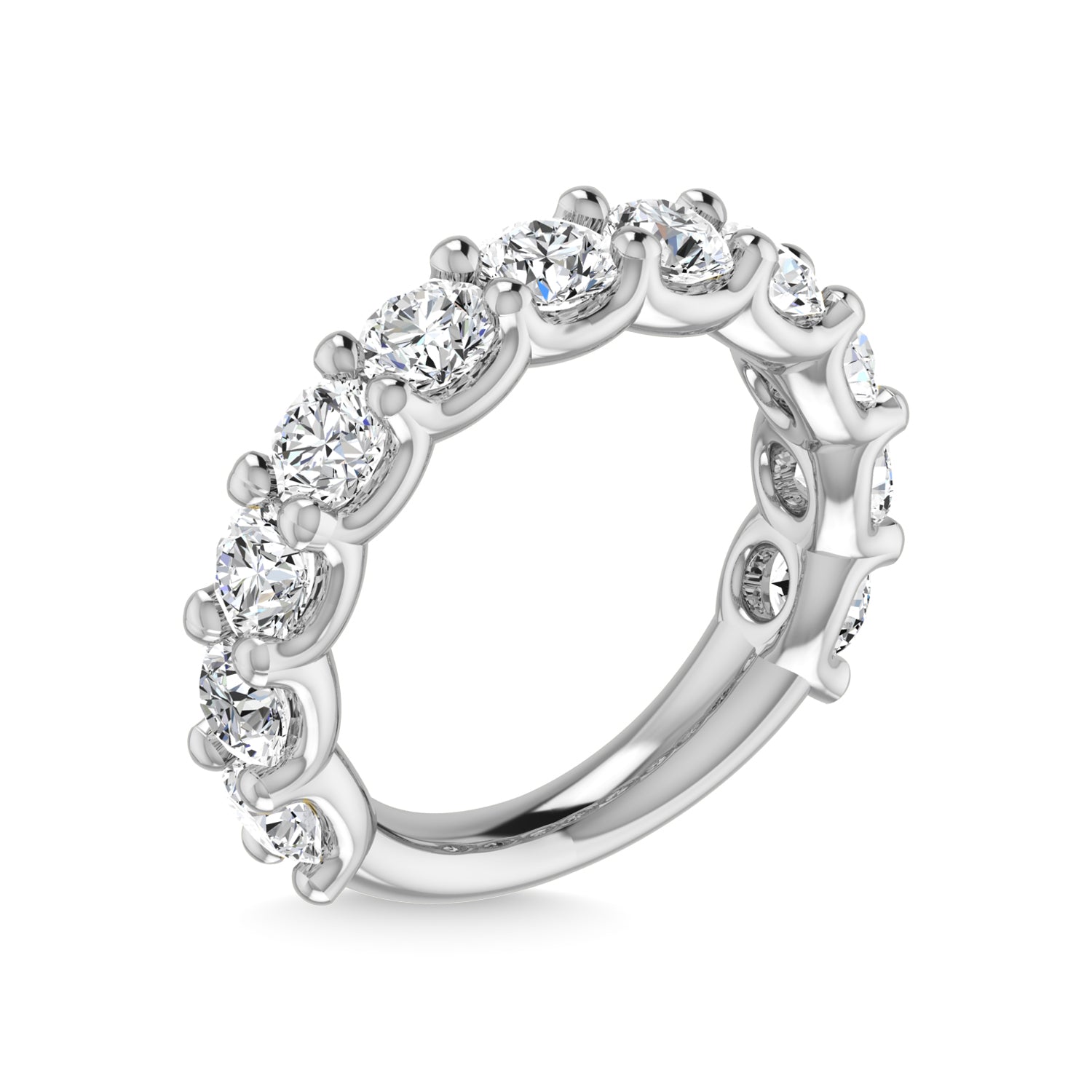14K White Gold Diamond 3 1/2 Ct.Tw. Round Shape Three Fourth Wedding Band