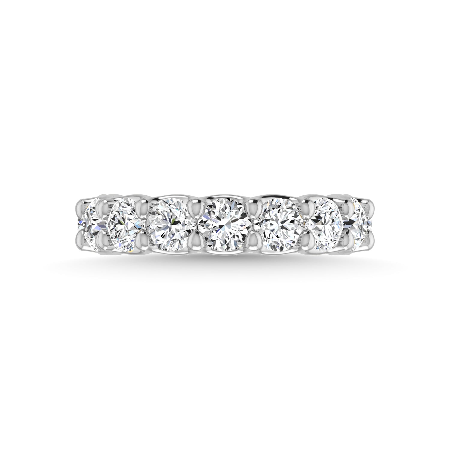 14K White Gold Diamond 3 1/2 Ct.Tw. Round Shape Three Fourth Wedding Band