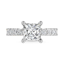 14K White Gold Diamond 1 3/4 Ct.Tw. Princess Shape Three Forth way Engagement Ring (Center 2 ctw)