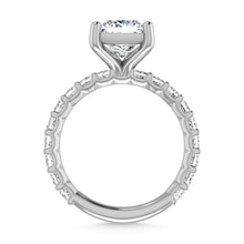 14K White Gold Diamond 1 3/4 Ct.Tw. Princess Shape Three Forth way Engagement Ring (Center 2 ctw)