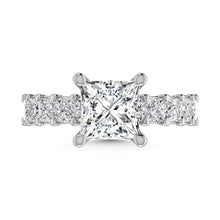 14K White Gold Diamond 2 3/8 Ct.Tw. Princess Shape Three Forth way Engagement Ring (Center 2 ctw)