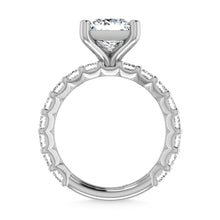 14K White Gold Diamond 2 3/8 Ct.Tw. Princess Shape Three Forth way Engagement Ring (Center 2 ctw)