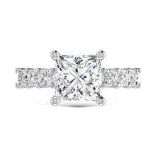 14K White Gold Diamond 3 1/5 Ct.Tw. Princess Shape Three Forth way Engagement Ring (Center 2 ctw)