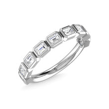 14K White Gold Diamond 5/8 Ct.Tw. Emerald Shape Half Way East West Bezel Band