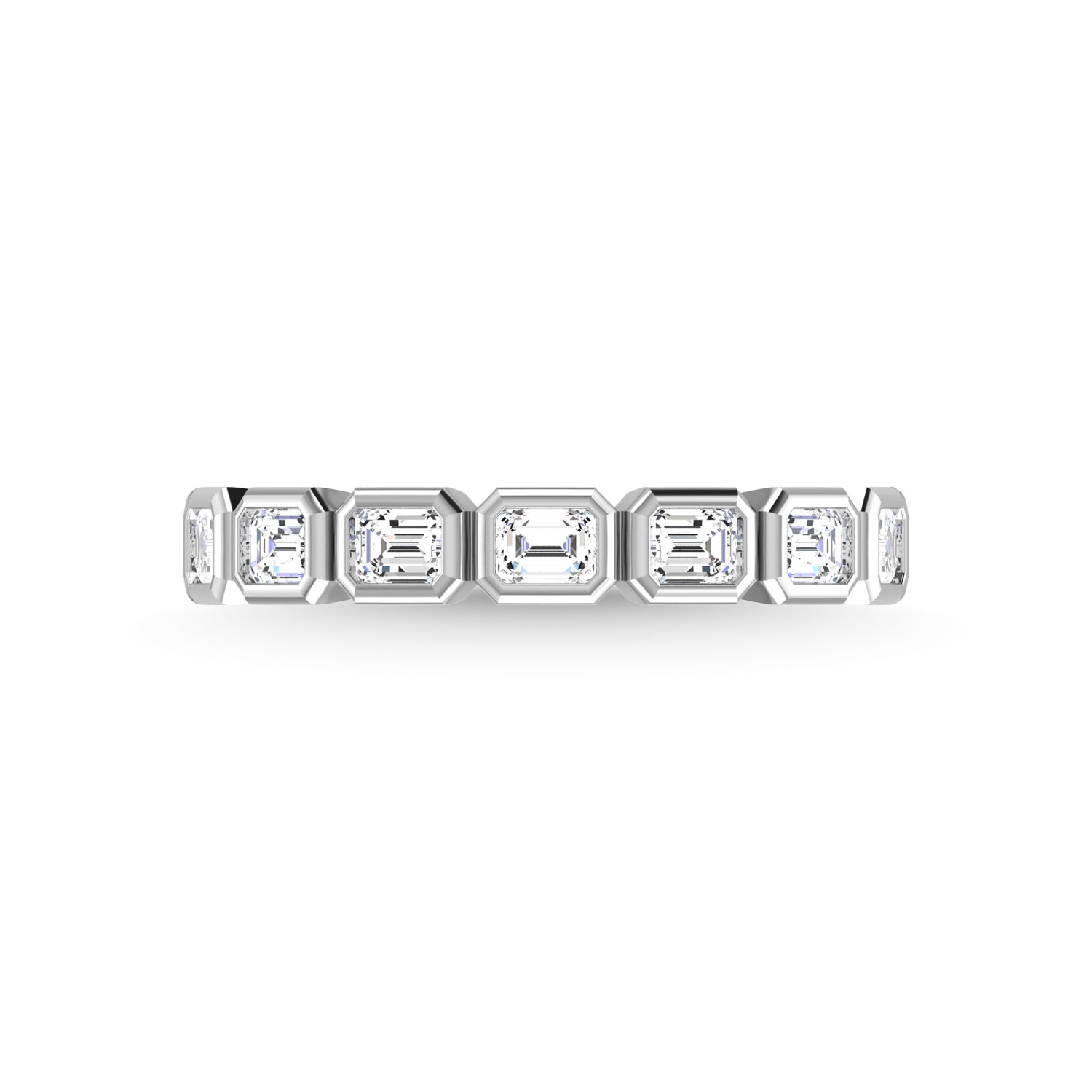 14K White Gold Diamond 5/8 Ct.Tw. Emerald Shape Half Way East West Bezel Band