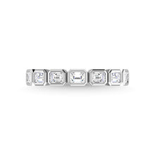 14K White Gold Diamond 5/8 Ct.Tw. Emerald Shape Half Way East West Bezel Band