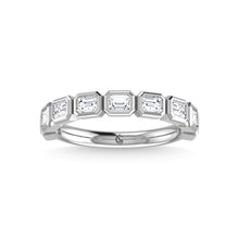 14K White Gold Diamond 5/8 Ct.Tw. Emerald Shape Half Way East West Bezel Band
