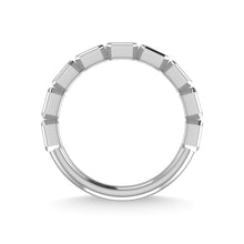 14K White Gold Diamond 5/8 Ct.Tw. Emerald Shape Half Way East West Bezel Band
