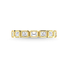 14K Yellow Gold Diamond 5/8 Ct.Tw. Emerald Shape Half Way East West Bezel Band
