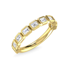14K Yellow Gold Diamond 5/8 Ct.Tw. Emerald Shape Half Way East West Bezel Band