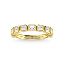 14K Yellow Gold Diamond 5/8 Ct.Tw. Emerald Shape Half Way East West Bezel Band