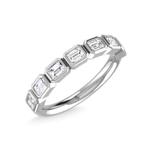 14K White Gold Diamond 1 Ct.Tw. Emerald Shape Half Way East West Bezel Band