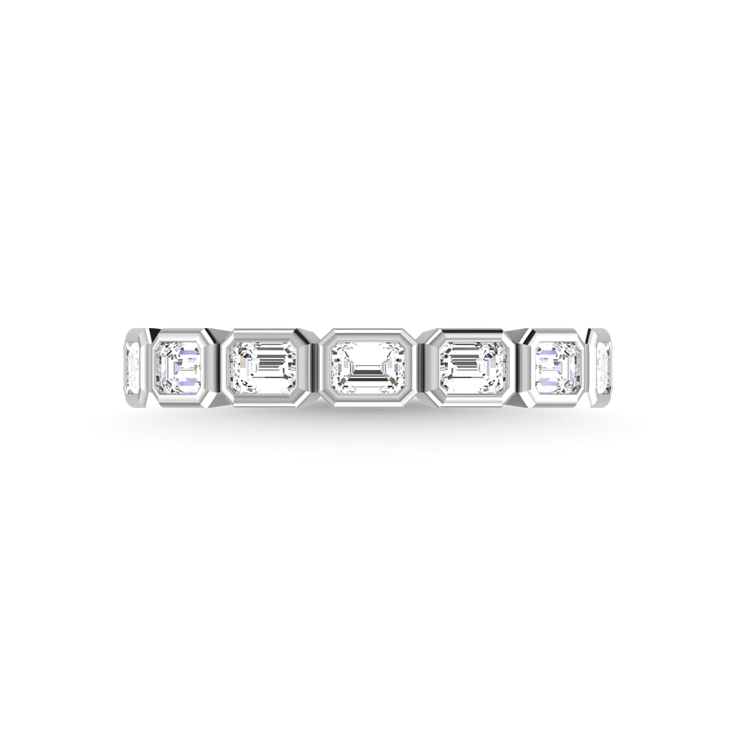 14K White Gold Diamond 1 Ct.Tw. Emerald Shape Half Way East West Bezel Band