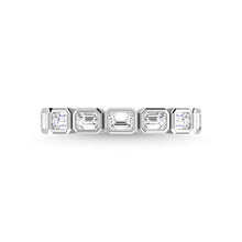 14K White Gold Diamond 1 Ct.Tw. Emerald Shape Half Way East West Bezel Band