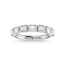 14K White Gold Diamond 1 Ct.Tw. Emerald Shape Half Way East West Bezel Band