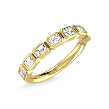 14K Yellow Gold Diamond 1 Ct.Tw. Emerald Shape Half Way East West Bezel Band