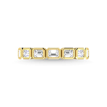 14K Yellow Gold Diamond 1 Ct.Tw. Emerald Shape Half Way East West Bezel Band