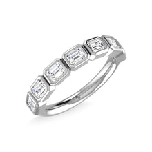 14K White Gold Diamond 1 3/8 Ct.Tw. Emerald Shape Half Way East West Bezel Band