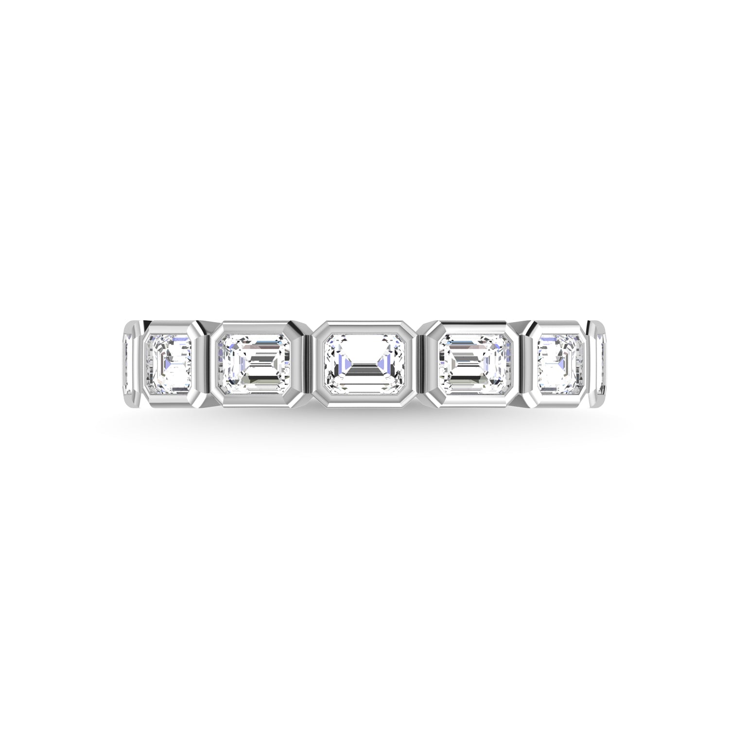 14K White Gold Diamond 1 3/8 Ct.Tw. Emerald Shape Half Way East West Bezel Band