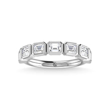14K White Gold Diamond 1 3/8 Ct.Tw. Emerald Shape Half Way East West Bezel Band
