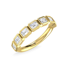 14K Yellow Gold Diamond 1 3/8 Ct.Tw. Emerald Shape Half Way East West Bezel Band