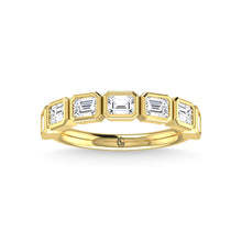 14K Yellow Gold Diamond 1 3/8 Ct.Tw. Emerald Shape Half Way East West Bezel Band
