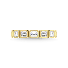 14K Yellow Gold Diamond 1 3/8 Ct.Tw. Emerald Shape Half Way East West Bezel Band